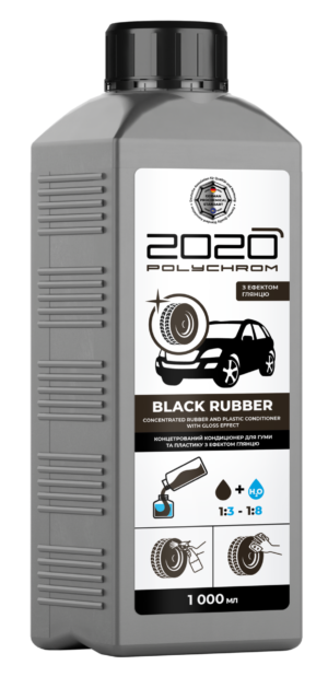 ”MUSTA KUMIA” KUMIN JA MUOVIN TIIVISTETTY HOITOAINE, JOSSA ON KIILTÄVÄ VAIKUTUS "Polychrom 2020 Black Rubber Concentrated", 1L