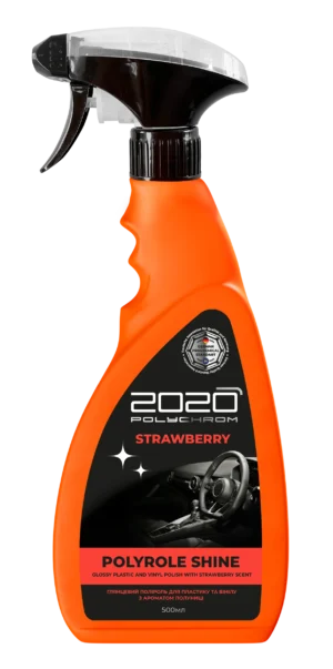 Ammattimainen mattakiillotusaine auton sisätilojen muoviosien puhdistukseen ja suojaamiseen mansikkan tuoksu "POLYCHROM 2020 POLYROLE SHINE STRAWBERRY", 0,5l