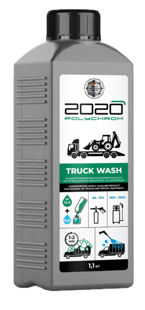Tiivistetty, erittäin emäksinen pesuaine kuorma-autojen ja erikoisajoneuvojen pesuun "Polychrom 2020 Truck Wash" 1,1 kg